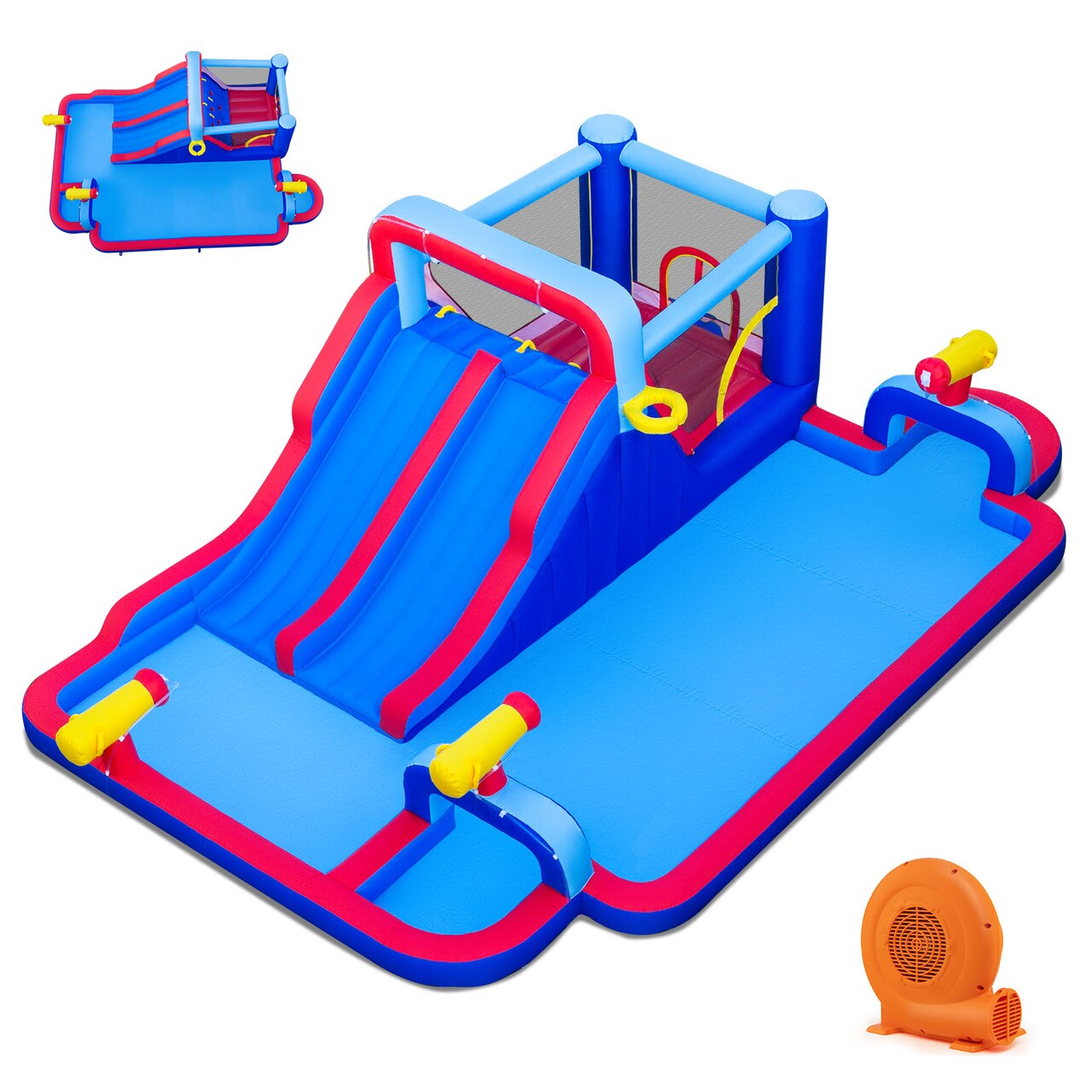 Bounce House with Dual Water Slides and 2 Water Cannons – 680W Blower Included